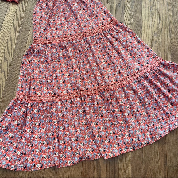 Max Studio Maxi Dress Elbow Length Sleeve Tiered Floral Print Size Small - Picture 4 of 13